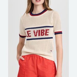 VGUC Clare V Luc Tee Medium. Cream knit w red and navy detail. Fits size 6/8